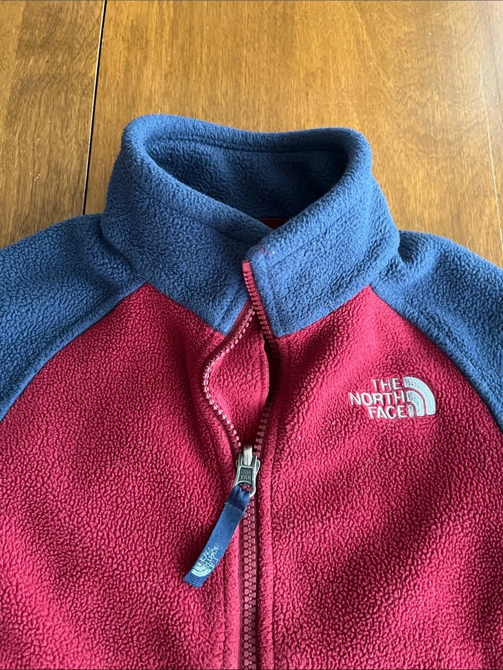 The North Face Maroon and Navy Kids' Full-Zip Fleece Jacket